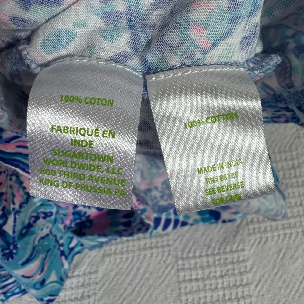 Lilly Pulitzer Girl's Mini Geanna Short Sleeve Swing Dress Blue Pink Size Medium